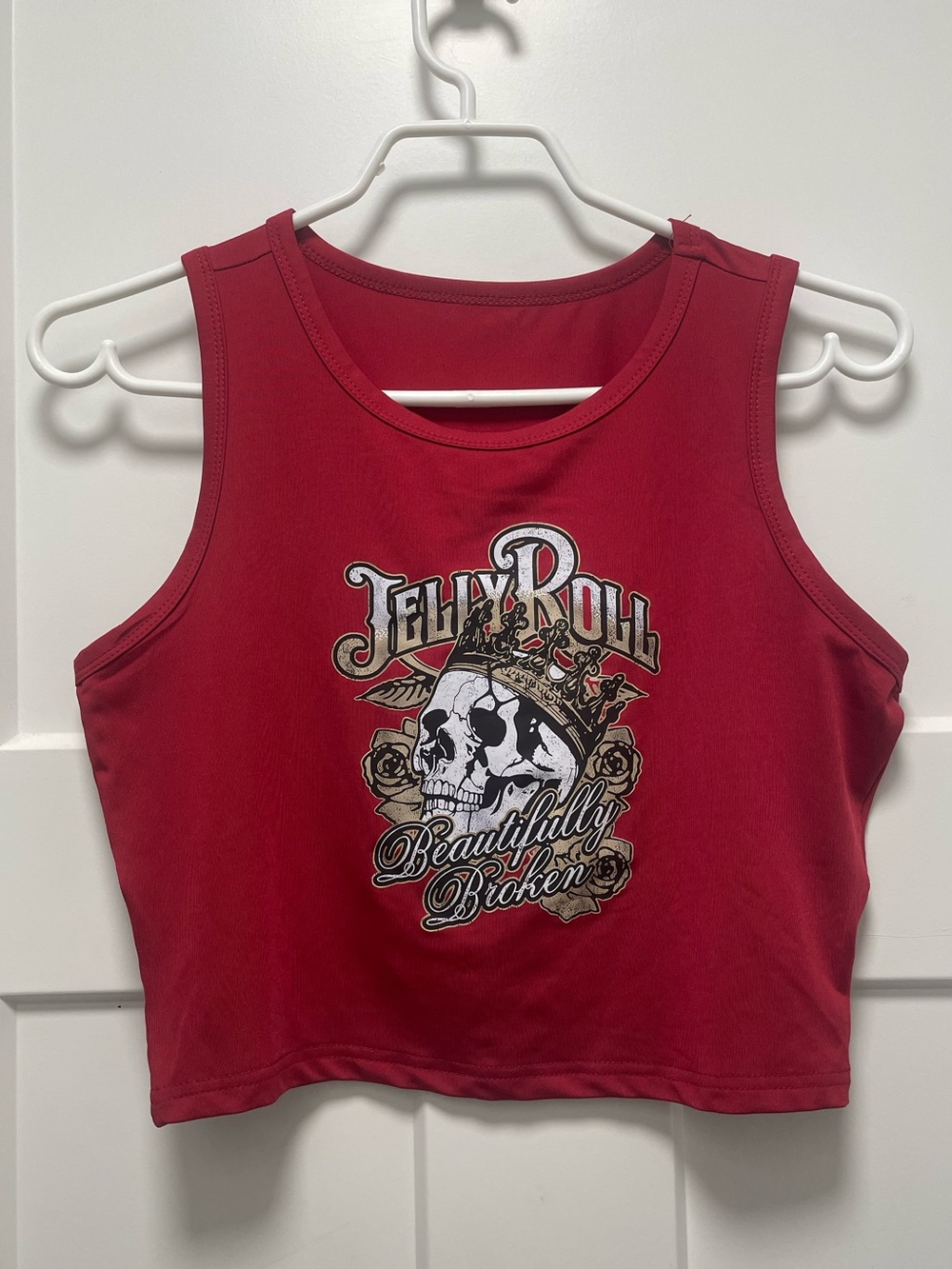 Jelly Roll Beautifully Broken Red Crop Tank